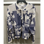 Out From Under Dustin Lace- Up Henley Top Blue and White Size M Photo 3