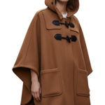 Coach  Wool Blend Hooded Duffle Cape Coat Toggle Camel Brown Size M/L Photo 0