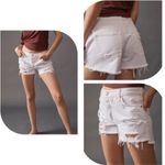 We The Free  Free People Maggie Distressed White Denim Short Button Fly Size 28 Photo 1
