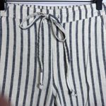 J.Crew Tie Waist Seaside Cropped Navy Stripe Pull On Pants Women's Size S AY652 Blue Photo 3