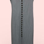 Cute steel blue ribbed button front tank dress midi bodycon Size M Photo 0