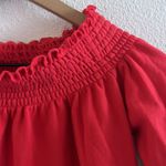 Kimchi Blue Urban Outfitters Smocked Neckline Cropped Sweatshirt Top Red XS Photo 2