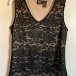 Mossimo Supply Co 🌞Mossimo Black Floral Lace Over Nude Short Sleeve Shirt Blouse #S Photo 0