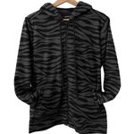 Liverpool NWOT Zip Up Hoodie Jacket in Black/Grey Zebra Print L Photo 3