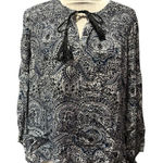 Ella Moss Blue Paisley Blouse Size S Photo 0