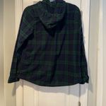 L.L. Bean Size XS Blue Green Cotton Flannel Full Zip Hoodie Pockets Long Sleeve Photo 7
