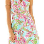 Lilly Pulitzer Briella Pink In The Vias Fit & Flare V-Neck Dress Sz M Tropical Photo 0
