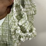 Entro Checkered Gingham Green White Ruched Puff Sleeve Women Blouse Size Medium Photo 8