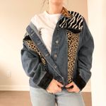 Vintage Mixed Animal Print Jean Jacket Blue Size XL Photo 1