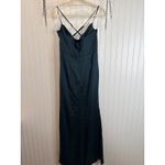 Lulus NWT  Moments of Beauty Dark Teal Satin Cowl Neck Tulip Maxi Dress Size M Photo 4