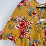 Umgee NWT Women's Floral Yellow Romper Large Boho Lace Accent Dolman Surplice Photo 9