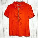 Michael Kors MK Short Women XS Ruched Half Zip Polo Burnt Orange Rare Short Photo 0