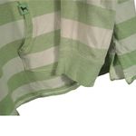 The Black Dog Striped Hooded Long Sleeve Shirt Women's XL Logo Green & White Photo 3