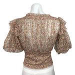 Free People Beatrice Floral Print Brown Lace Up Puff Sleeve Blouse Top Size S Photo 8
