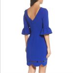 Adelyn Rae  Blair Sheath Dress Cobalt Blue L 12 Ruffle Sleeves Cutout NWT Photo 4