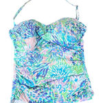 Lilly Pulitzer Women Tankini Swim Top Sz 12 Blue Pink Green Floral Halter Padded Photo 0