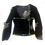 NWT Sexy Black Velvet Faux Wrap Blouse Med Whimsigoth Witchy Office Siren Corp Photo 4