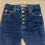 Tory Burch Button Fly High Waisted Ankle Jean Dark Wash Blue 24 Photo 4