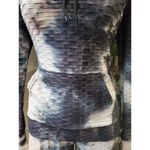 Women's Navy Tie Dye Polyester Casual Leggings Yoga Pant & Jacket 2 Pcs Set L/XL Blue Photo 2