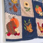 Vintage Fall Autumn Thanksgiving Blue Patchwork Embroidered Knit Zip Sweater 1X Photo 12