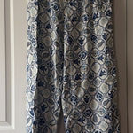 Isaac Mizrahi Pants 100% Linen Wide Leg Beach Printed Fish Blue White Size L Photo 0