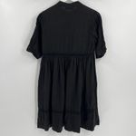 Haris Cotton 100% Linen Dress Size XS Black Crochet Trim Made in Greece Coastal Photo 4