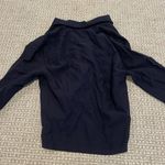 ZARA  Shirt Womens Small Navy Blue Button Front Long Slv Blouse Collar Modest Photo 2