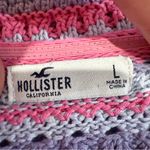 Hollister  Crochet Striped Knit Crop Top Women’s Large Pink/Purple Boho Vacation Photo 4