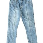 7 For All Mankind Blue Light Wash Vertical Front Seamed Jeans sz 29 Luxe Vintage Photo 1