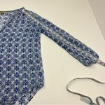 Roller Rabbit Roller Rabbit Blue White Floral Geometric Pattern 100% Cotton Top Small *FLAW Photo 8