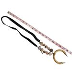 Handmade Leather, Brass, Beads, Bamboo and Sandstone Crescent Necklace Brown Photo 5