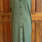 Soft Surroundings Green Sleeveless Maxi Dress Wooden Buttons Women's Size Large Photo 0