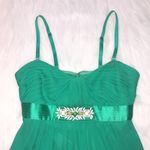 BCBGMAXAZRIA 100% Silk Emerald Green Jeweled Mini Dress Photo 1