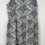 Loft Paisley Fit and Flare Dress Womens Size 10 Navy Office Chic Preppy Classic Photo 0
