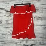 Tularosa  Carrie Romper Bright Red Shorts Ruffle Strapless Lg Photo 2