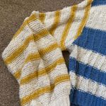 Urban Outfitters  Blue & Yellow Striped Cropped Slouchy Distressed Sweater Size M Photo 5