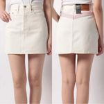 Levi's Levi’s Premium Women’s Ribcage Denim Mini Skirt Rainbow Embroidered in Ecru 29 Photo 3