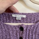 American Eagle  Purple Ribbed Henley Cropped Long Dolman Sleeve Sweater Photo 1