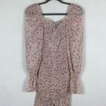 Princess Polly NWT Azure Floral Mini Dress Size 4 Ruched Long Puff Sleeve Girly Photo 3