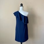 Shoshanna  | Navy Blue One-Shoulder Ruffle Cocktail Dress Sz 4 Photo 4