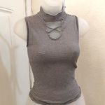 2000s Gothic Grunge Whimsygoth Black White Striped sleeveless top shirt blouse tank mock turtle neck criss cross Size M Photo 3