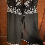 Vintage Y2K Semi Sheer Lace Babydoll Open Front Cami Lingerie Black Size XL Photo 3