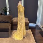 Women’s Yellow Lace Full Length Dress Mother of the Bride Small Train Size L Yellow Size L Photo 8