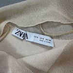 ZARA NWOT  Dress S Womens Knit Sweater Long Sleeve Beige Sheer Yoke A-Line Mini Photo 2