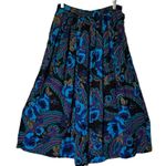 Vintage 90s Boho Free Spirit Abstract Pattern Print Cropped Wide Leg Pan… Blue Size 8 Photo 0