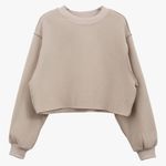 Amazhiyu Cropped Sweatshirt Long Sleeves Pullover Fleece Crop Top Medium Tan Photo 0