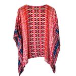 Tolani  Briyana Silk Tunic Blouse  Multi Print Flare Sleeve Boho Size M Photo 2