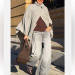 ZARA Viral Alpaca Wool Blend Scarf Cape Coat ZW Collection Grey M Medium New Photo 3