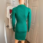 Love Tree  bodycon green ribbed long sleeve collared 1/4 button sweater dress. L. Photo 5
