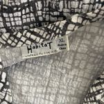 Habitat  Size XL Tunic Top Blouse Button Front V Neck Grid Print FLAW Photo 2